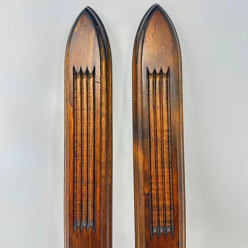 Vintage Wood Wall Candle Sconces Pair Gothic Arch Mid Cen Fluted Taper Holders